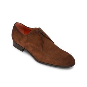 Santoni Pacci Dark Brown Suede Lace Up Shoes